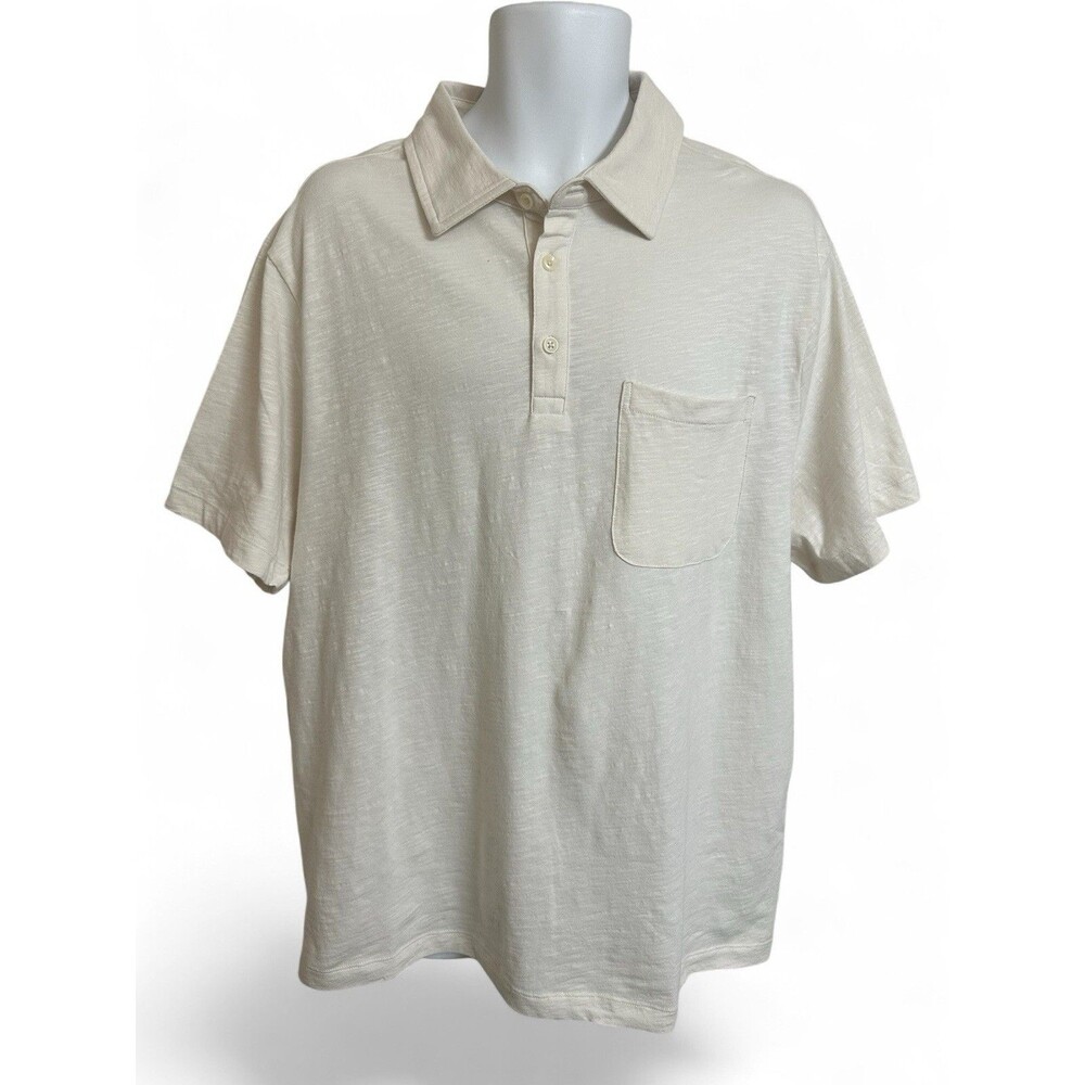 Goodfellow & Co Men's XL 100% Cotton Short Sleeve Polo Shirt Beige NEW